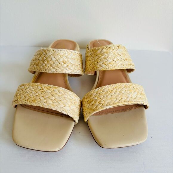 Joie Niki Raffia Braided Straw Block Heel Sandal – Natural, Size 7 - Picture 2 of 6